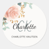 Blumengoldgrün Rose Vielen Dank Runder Aufkleber (Vorderseite)