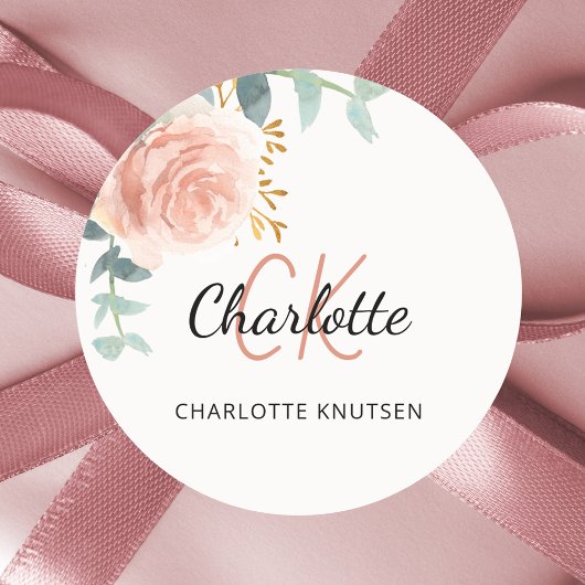 Blumengoldgrün Rose Vielen Dank Runder Aufkleber