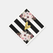Blumengoldherz Schwarz-weiße Hochzeitspapier Napki Serviette (Ecke)