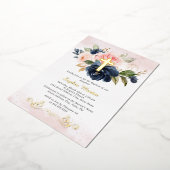 Blumengoldkreuz Rosa Taufe Folieneinladung (Gedreht)