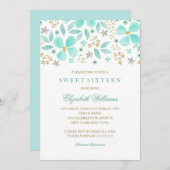Blumengoldminze Leaf Sweet 16 Einladung (Vorne/Hinten)