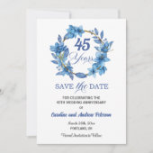 Blumengoldrahmen 45. Hochzeitstag Save The Date (Vorderseite)