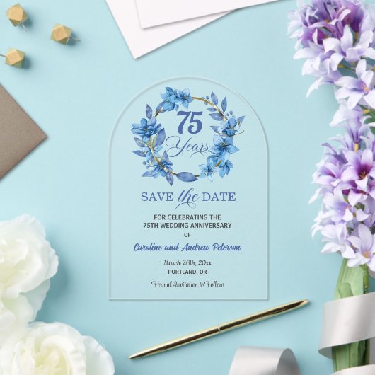 Blumengoldrahmen 75. Hochzeitstag Acryleinladungen (Insitu (Hochzeit))