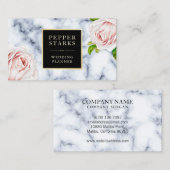 Blumengoldrahmen auf weißem Marmor | Visitenkarte (Vorne/Hinten)