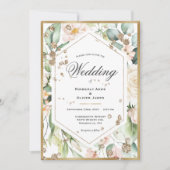 Blumengoldrahmen-Hochzeit Einladung (Vorderseite)