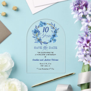 Blumengoldrahmen zum 10. Hochzeitstag Acryleinladungen