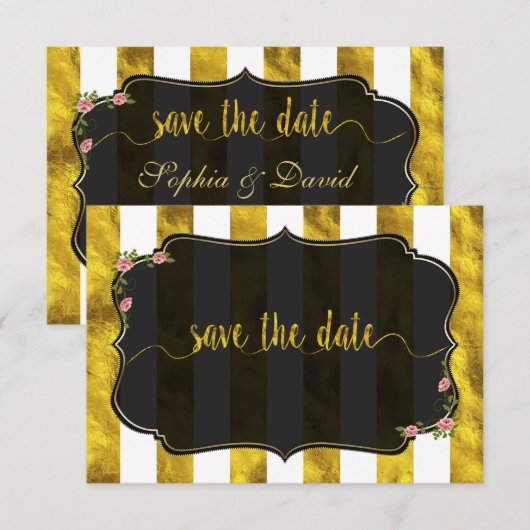 Blumengoldstreifen, die das Datum sichern Einladung (Vorne/Hinten)