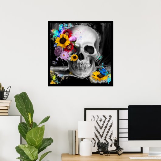 Blumengothügel mit Spritzern Poster (Heimbüro)