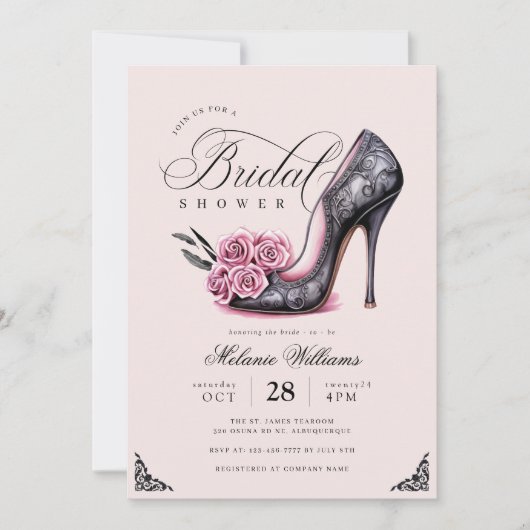 Blumengotik Brautdusche Einladung (Vorderseite)