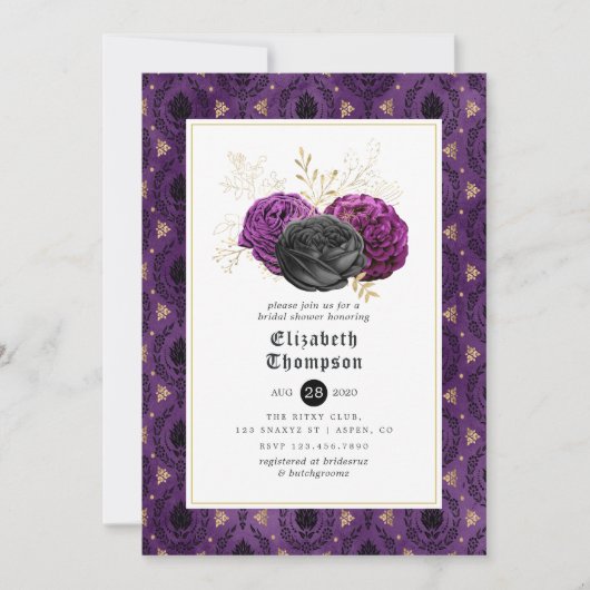 Blumengotik-Brautparty Einladung (Vorderseite)