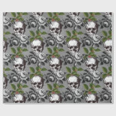 Blumengotik Grunge Weihnachten Skull Muster Geschenkpapier (Flach)