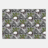 Blumengotik Grunge Weihnachten Skull Muster Geschenkpapier Set (Vorderseite 2)