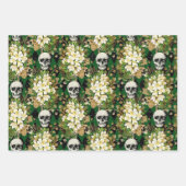 Blumengotik Grunge Weihnachten Skull Muster Geschenkpapier Set (Vorderseite)