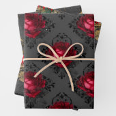 Blumengotik Grunge Weihnachtsmuster Geschenkpapier Set (Beispiel)
