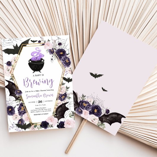 Blumengotik Halloween Coffin Babydusche Einladung