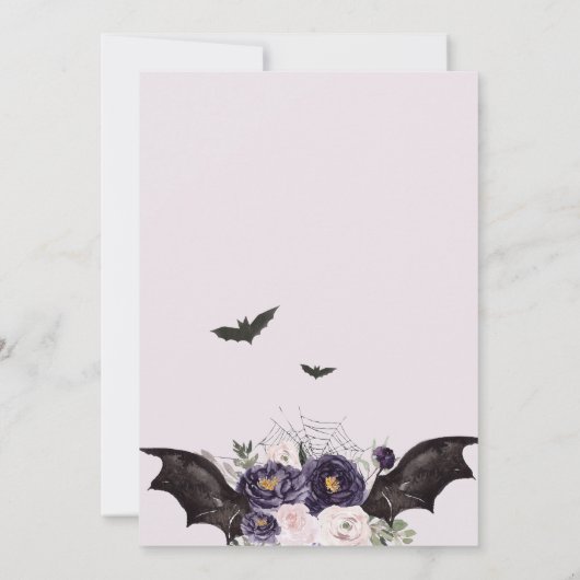 Blumengotik Halloween Coffin Babydusche Einladung (Rückseite)