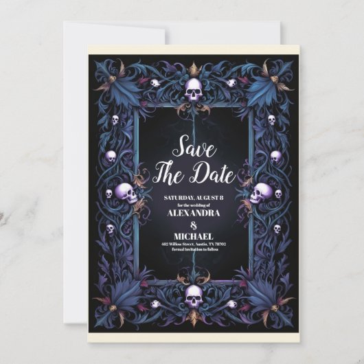 Blumengotik Halloween Save The Date (Vorderseite)