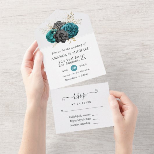 Blumengotik in einer Einladung (Abreißen)