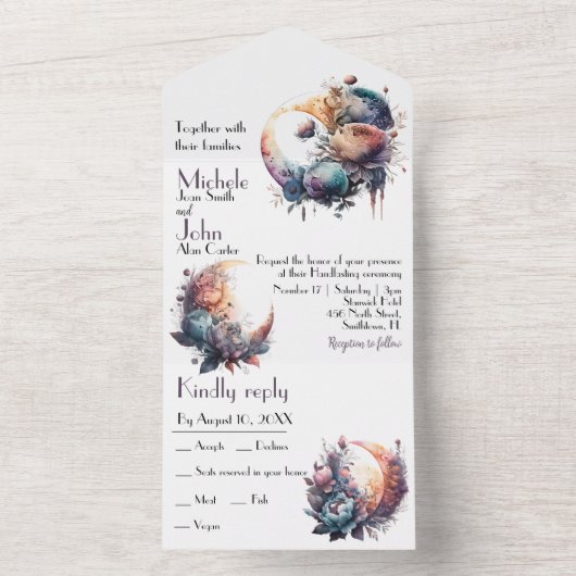 Blumengotik-Mondhandfasts All In One Einladung (Innen Boden)