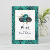 Blumengotik Online Virtual Wedding Einladung (Stehend Vorderseite)