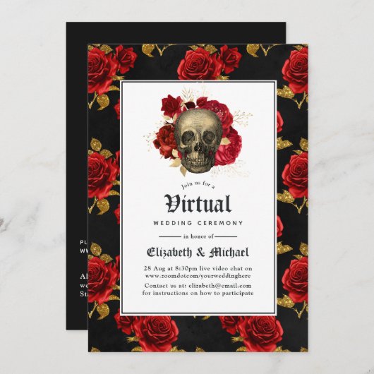 Blumengotik Online Virtual Wedding Einladung (Vorne/Hinten)