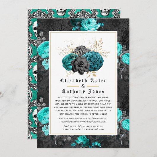 Blumengotik reduzierte Hochzeitgastliste Ankündigung (Vorne/Hinten)