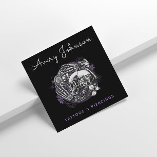 Blumengotik Skull Tattoo Künstler Social Media Quadratische Visitenkarte