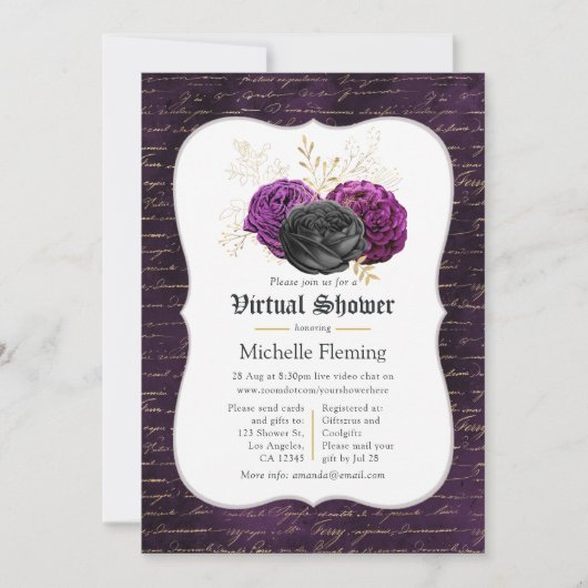 Blumengotik, virtuelles Brautparty Einladung (Vorderseite)