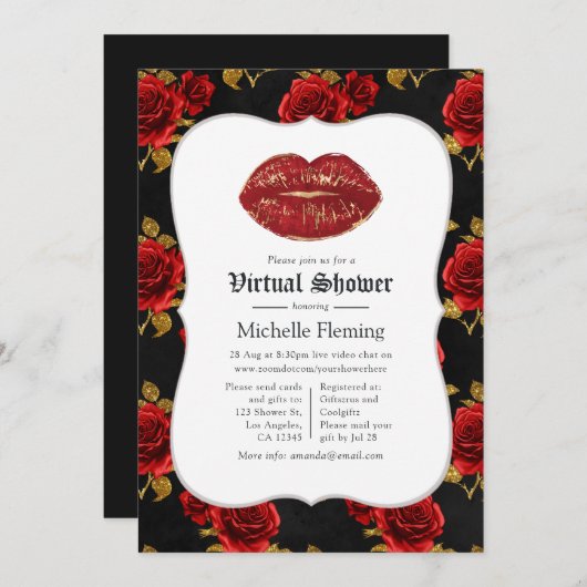 Blumengotik virtuelles Brautparty Einladung (Vorne/Hinten)