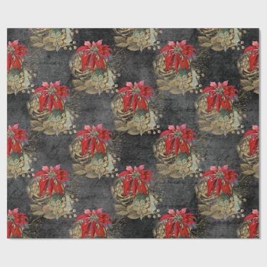 Blumengotik Weihnachtsmuster Geschenkpapier (Flach)