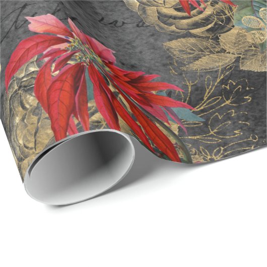 Blumengotik Weihnachtsmuster Geschenkpapier (Rolleneckpunkt)