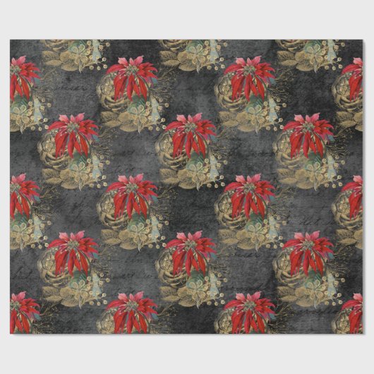 Blumengotik Weihnachtsmuster Geschenkpapier (Flach)