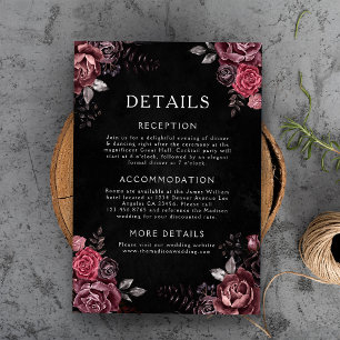 Blumengotische Details Hochzeit Schwarz Begleitkarte