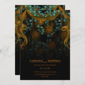 Blumengotische Hochzeit im Herbst Orange Handfasti Einladung (Vorne/Hinten)