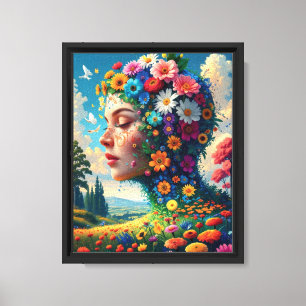 Blumengöttin Surreal Art Poster Leinwanddruck