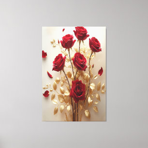 Blumengrace: Design von Rote Rosen und goldenen Bl Leinwanddruck