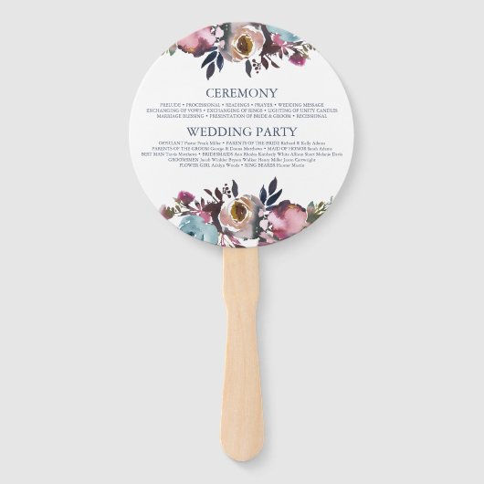 Blumengrace-Hochzeitsprogramm Fächer (Rückseite)