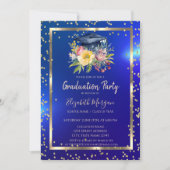 Blumengrad Cap Navy Blue Abschluss Einladung (Vorderseite)