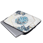 Blumengrafik, Aquamarine Mandala-Blumenrahmen Laptopschutzhülle (Vorne Knopf)