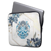 Blumengrafik, Aquamarine Mandala-Blumenrahmen Laptopschutzhülle (Vorderseite Links)