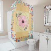 Blumengrafik, orange Frühlingsblumen Duschvorhang (Beispiel)