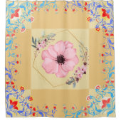 Blumengrafik, orange Frühlingsblumen Duschvorhang (Vorderseite)