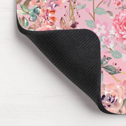 Blumengrafik, rosa Blumenreste Mousepad (Ecke)
