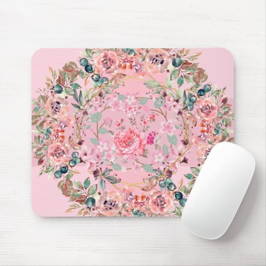Blumengrafik, rosa Blumenreste Mousepad (Mit Mouse)