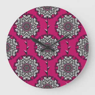 Blumengraphische Blume rosa Nahtlos Große Wanduhr
