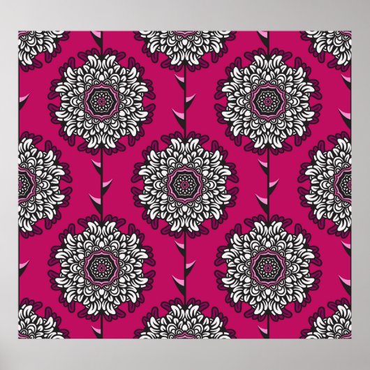 Blumengraphische Blume rosa Nahtlos Poster (Vorne)