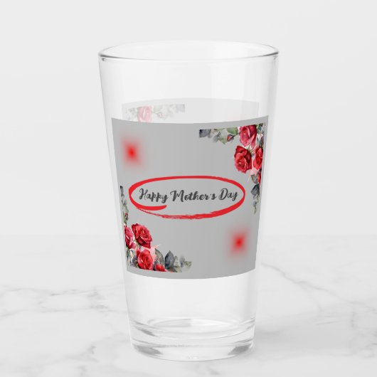 Blumengrau und Rot zum Muttertag | Glas (Vorderseite)