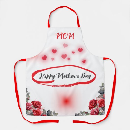 Blumengrau und Rot zum Muttertag | Schürze (Vorderseite)