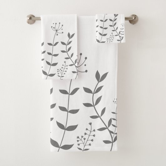 Blumengrau und Weiß Moderne Badhandtuch Set (Insitu)