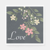 Blumengraue Rosa Blume Hochzeitsfeier Serviette (Vorderseite)